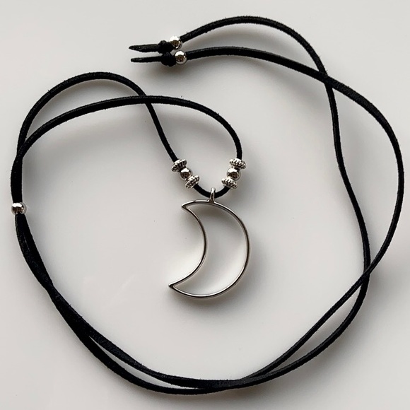 moon black suede adjustable necklace - Picture 4 of 8